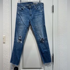 AG Prima Crop Blue Distressed Women Jeans 29